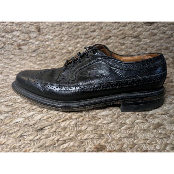 Thom McAn O’Sullivans Leather Oxford Brogue Black Dress Shoes Loafers Size 8.5 - Picture 1 of 11